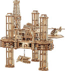 Wood Trick Offshore Rig Platform Wooden 3D Puzzles for Adults and Kids to Build - Interactive Movable Platform - Wooden Models Engineering DIY Project Mechanical 3D Wooden Puzzles Model Kits for Adult by TinyTreasures Baby Boutique