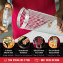 BLAZIN' GRILL Rolling Grill Basket | Rolling Grilling Baskets for Outdoor Grilling 2 Pcs | Barbecue Grill Set with BBQ Gloves | Portable Camping Net Rack Perfect for Vegetables, Seafood & Meat by GreenHaven Gardens