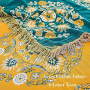 Boho Throw Blanket, 100% Cotton Ultra Soft Luxury Throw Rustic Quilt, Floral Printed Farmhouse Decor Bed Summer Blankets, All Season Rustic Reversible Bohemian Throw for Bed (90"x98" Yellow by CozyNest Decor