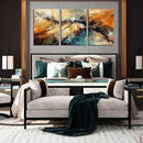 Abstract Living Room Pictures Wall Decor - Modern Bedroom Wall Decor Above Bed - Large 3 Piece Canvas Wall Art for Office Size 24" x 36" by CozyNest Decor