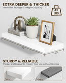 Marsmiles 30" Floating Shelves for Wall, Wooden Shelves with Invisible Brackets Set of 2, Rustic Farmhouse Wall Mounted Shelf for Kitchen Bathroom Living Room Study, White by CozyNest Decor
