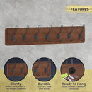 HBCY Creations Rustic Brown Solid Wood Wall Mounted Coat Rack with Shelf, 7 Hooks, 34" Long - Kitchen, Mudroom, Entryway, Bathroom - Includes Mounting Hardware, Coat Hanger, Dog Leash Hooks by CozyNest Decor