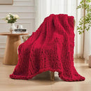 Carriediosa Chunky Knit Throw Blanket 50" X 60", 100% Hand Made Large Chenille Loop Yarn Soft Fluffy Throws for Couch Sofa Bed, Big Crochet Cozy Heavy Thick Cable Woven Blankets, Red by CozyNest Decor