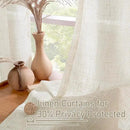 LAMIT Natural Linen Semi Sheer Curtains 63 Inch for Bedroom, Light Filtering Neutral Window Curtains Farmhouse Boho Bronze Grommet Panels, Natural Cream Ivory, 2 Panels, 38 x 63 Inch by CozyNest Decor