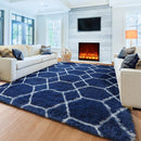 ONASAR Area Rugs for Bedroom Living Room, Washable 4x6 Fluffy Navy Blue and White Throw Rug for Home Decor, Geometric Soft Shaggy Plush Floor Carpet for Kids Girls Boys Teen Nursery Dorm Office by TinyTreasures Baby Boutique
