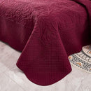 MarCielo 3-Piece 100% Cotton Oversized Bedspread Lightweight Quilt Coverlet Embroidery Farmhouse Bedding Set T0 (Wine Burgundy, Oversized King (118"x106")) by CozyNest Decor