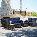 Joyside 9 Piece Patio Furniture Set, Outdoor Wicker Conversation Sets with Swivel Rocker Chairs and Sofa, Thick Cushion, Rattan Patio Sectional for Porch, Deck Use (Brown/Blue, 9 PCS) by GreenHaven Gardens
