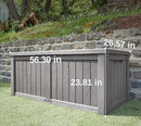 EAST OAK Outdoor Storage Box, 120 Gallon Deck Box with Stainless Steel Rods Large Resin Storage Bin for Patio Cushions, Garden Tools, Waterproof and UV Resistant, Lockable, Grey by GreenHaven Gardens