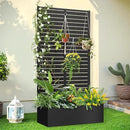 Trellis for Climbing Plants Outdoor，Mental Garden Bed with Drainage Holes Outdoor Privacy Screen Design Tall planters for herb Flower Vegetables 73"x35"x16", Black-Louvered by GreenHaven Gardens