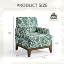 Floral Accent Armchair Set of 2, Retro Wingback Upholstered Armchair with Wide Dipped Back Design and Wooden Legs, High Back Armchair, Leisure Single Sofa Chair for Living Room, Bedroom, Green by CozyNest Decor