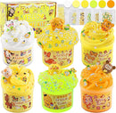 LAWOHO 6 Packs Gradient Yellow Slime Kit - Clear, Butter, Cloud Slimes, Fluffy Slimes for Kids with Charms & Animal Add-ins, Party Favors for Girls & Boys, 360ml Non Stick Slime Making Kit for Kids by TinyTreasures Baby Boutique