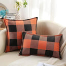 decorUhome Fall Orange and Black Decorative Throw Pillow Covers 18x18 Set of 2, Buffalo Plaid Check Farmhouse Cushion Covers with Stitched Edge for Autumn Harvest Couch Sofa Bed Home Decor by CozyNest Decor