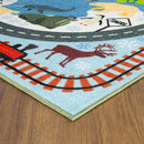 KC Cubs 3x5 Animal Safari Toy Car Road Rug – Educational Play Mat Carpet for Kids, Toddlers, Nursery, Classroom, Playroom, Baby Daycare, Boys & Girls by TinyTreasures Baby Boutique