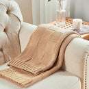 CozeCube Check Knit Throw Blanket, Beige Checkered Throw for Couch, Decorative Christmas Soft Cozy Warm Knitted Blanket for Bed Sofa Living Room, 50"X60" by CozyNest Decor