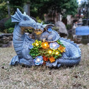 Solar Dragon Statue with LED Lights, Dargon Lover Gifts with Succulent and 6 LED Lights for Outdoor,Solar Dragon Decor for Yard, Garden and Patio, Unique Garden Statue for Mom Grandma by CozyNest Decor