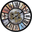 Unique Moving Gear Extra Large Wall Clock 21"-Battery Powered. Retro Industrial Steampunk Country Farmhouse Decor for Living Room, Kitchen,Bars, Restaurants, cafes, Offices(Black- 21") by CozyNest Decor