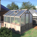 MUPATER 8' x 8' Wooden Polycarbonate Greenhouse with Ventilated Window & Lockable Door, 6mm Polycarbonate Panels for UV Protection, Walk-in Greenhouse for Outdoors, Patio, Backyard, Brown by GreenHaven Gardens