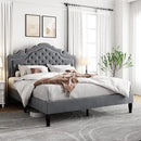 Allewie Queen Size Bed Frame with Adjustable Velvet Tiara Headboard, Upholstered Diamond Button Tufted Platform Bed, Wood Slats Support, No Box Spring Needed, Light Grey by CozyNest Decor