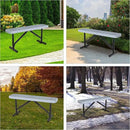 48" L Outdoor Steel Flat Bench, Heavy Duty Metal Park Bench for Outside, Expanded Metal, Commercial Benches Mesh Bench for Shopping Mall, Store, Lawn, Park, Patio, Deck, Garden (Grey, 4FT) by GreenHaven Gardens