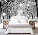 Beautiful 3D Snowy Forest Wallpaper Gray New York Park Landscape Wall Mural Living Room Bedroom (Not Peel and Stick) by CozyNest Decor