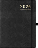 2026 Planner - JAN 2026 - DEC 2026, Planner Weekly and Monthly, Calendar Planner, 8.5" x 11", Leather Cover Planner with Thick Paper, Back Pocket with Notes Pages, Black by TinyTreasures Baby Boutique