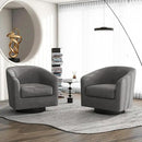 Swivel Barrel Accent Chair, Modern Round Linen Arm Chair for Living Room, Bedroom, Comfy Club Reading Chairs for Adults（Linen Fabric, Grey, Set of 1 by CozyNest Decor