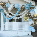 Blue and White Link Balloons, 60PCS Baby Light Blue White Linking Balloons with Tail for Making Balloon Wall Arch and Chains, Quick Balloon for Wedding Birthday Baby Shower Party Decorations (6inch) by CozyNest Decor
