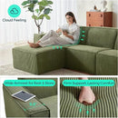LINSY HOME Modular Sectional Sofa, 105" Boneless Couch U Shaped 3-Seat Sofa with 2 Ottomans, Corduroy Sectional Cloud Couches for Living Room, No Assembly Required, Green by CozyNest Decor
