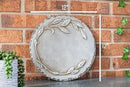 NAT & Jules Floral Laurel Wreath Leaves Pattern Dimensional Indoor Outdoor 12 inch Round Cast Resin Decorative Garden Stepping Stone, Patio, Walkway Sculpture Yard Art, Grey by CozyNest Decor