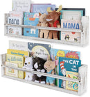 Brightmaison Polynez 30" Floating Shelves for Wall Decor, Kids Bookshelf, Nursery Book Shelves, Multiuse Shelf Set of 2 Wood Burnt White by TinyTreasures Baby Boutique