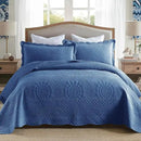 MarCielo 3-Piece 100% Cotton Oversized Bedspread Lightweight Quilt Coverlet Embroidery Farmhouse Bedding Set (Tf Midtone Blue, Oversized King (118"x106")) by CozyNest Decor