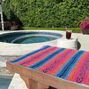 Del Mex Classic Mexican Blanket, Large Authentic Woven Falsa Throw (70"x50"), Artisan Southwest Décor for Beach, Yoga, Outdoors (Turquoise/Pink/Orange) by CozyNest Decor