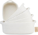NaturalCozy 5-Piece Rectangle Storage Basket Set- Natural Cotton Rope Woven for Organizing! Small Basket for Montessori, Baby Nursery, Dog Toy Baskets, Cat Toy Box, Bathroom Organization Bin by TinyTreasures Baby Boutique