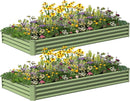 8X4X1ft 2PCS Raised Garden Bed Kit,Galvanized Raised Garden Beds Outdoor,Large Metal Planter Box Steel Kit Flower Herb,Vegetables..Grass Green by GreenHaven Gardens
