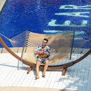 Lazy Daze Hammocks 10.5 FT Double 2 Person Caribbean Rope Hammock, Hand Woven Polyester Hammock with Spreader Bars, for Outside Outdoor Backyard Patio Poolside,450 LBS Capacity, Tan by GreenHaven Gardens