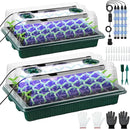 2 Pack Seed Starter Tray with Grow Light High Dome Seed Germination Kit 80 Cells with 4 LED Grow Lights Seedling Starter Kit with Smart Timer and 3 Modes for Home Gardeners, Indoor Greenhouse by GreenHaven Gardens