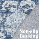 jinchan Round Rug 7ft Area Rugs Vintage Floral Distressed Design Machine Washable Non-Slip Low-Pile Ultra-Thin Circle Rug for Living Room Dining Room Bedroom Home Office Farmhouse (7' Round,Dark Blue) by TinyTreasures Baby Boutique