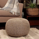 REDEARTH Round Pouf Ottoman - Hand Knitted Cable Boho Poof Home Décor Pouffe Circular Footrest for Living Room - Nursery - Bedroom - Lounge 100% Cotton (19.5"x19.5"x14") - Beige Ivory by CozyNest Decor