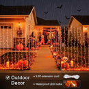 JMEXSUSS 300LED Orange Halloween Lights with Remote, 9.8x9.8ft Halloween Curtain Light, 8 Modes Orange Hanging String Lights Plug in for Fall Bedroom Thanksgiving Window Party Indoor Outdoor Decor by CozyNest Decor