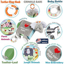 Elephant Touch and Feel Baby Books Toys 0-6 Months, Loveys Crinkle Books for Babies,Infant Toys 6-12-18 Months 1-2 Year Old, Baby Shower Easter Gifts Soft Cloth Book Teething Rattle for Boys Girls by TinyTreasures Baby Boutique