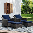 Joyside Wicker Patio Furniture Sets, 4 Pieces Upgraded Large Size Outdoor Furniture with Patio Dining Chairs and Outdoor Ottoman, Thick Cushions, Wide Armrest by GreenHaven Gardens