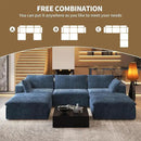 118" U Shaped Modern Sofa Modular Sectional Cloud Couch with 2 Ottoman,Upholstered Couches with Plush Corduroy Fabric for Living Room Furniture,Bedroom and Apartment,No Assembly Required,Blue by CozyNest Decor