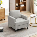 Mid-Century Accent Chair,Modern Linen Fabric Armchair for Living Room,Comfy Upholstered Reading Accent Chairs for Bedroom,Single Sofa Chair with Wood Legs (Light Grey, 1 Pack) by CozyNest Decor
