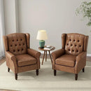 Accent Chair, Upholstered Armchair with Button Tufted High Back & Solid Wood Legs, Comfy Wingback Reading Single Sofa Chair for Small Spaces, Living Room, Bedroom (Leather Brown, Set of 2) by CozyNest Decor
