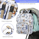 Diaper Bag Backpack, Diaper Bags for Baby Girls Boys, Baby Bags for Moms Dads, Nappy Changing Bag with Insulated Pockets,Multi-functional Waterproof Backpack with Stroller straps-Animal World White by TinyTreasures Baby Boutique