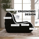 Bean Bag Chair, Loveseat Fireside Chair Bean Bag Sofa Large Bean Bag Chair for Adults, 2 Seater Bean Bag Chairs for Teens with High Density Comfortable Foam, Bean Bag for Living Room, Bedroom (Black) by CozyNest Decor