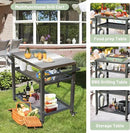 Domi 3-Shelf Outdoor Grill Table, Grill Cart with Wheels, Outdoor Pizza Oven and Food Prep Table, Blackstone with Stainless Steel Tabletop, BBQ Stand for Blackstone Griddle for Outside BBQ by CozyNest Decor