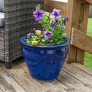 Sunnydaze 18.5" Large Ceramic Plant Pot - Round Outdoor Glazed Ceramic Planter Pot with Drainage - Imperial Blue - Studio by GreenHaven Gardens