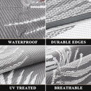 Pauwer Waterproof Outdoor Rug 8x10, Reversible Plastic Straw Patio Camping Rug, Indoor Outdoor RV Mat Carpet for Deck, Camper, Porch, Balcony, Backyard, Picnic, Leaf Grey by GreenHaven Gardens