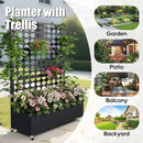 Metal Planter Box with Trellis Privacy Screen, Raised Garden Bed with Dots Trellis & Wheels, Privacy Planters for Patio, Planter Box for Climbing Plants, Flower, 73"x 47"x 16", Black by GreenHaven Gardens